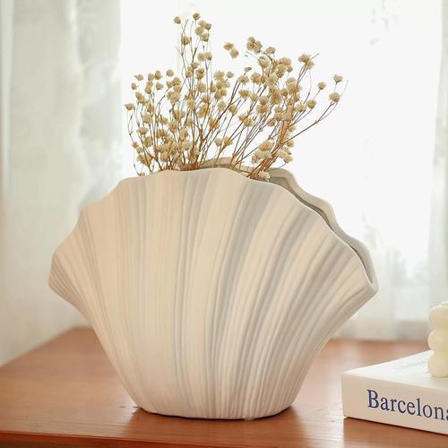 Modern Ceramic Shell Vase Set for Home Decor