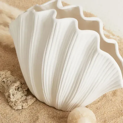 Modern Ceramic Shell Vase Set for Home Decor