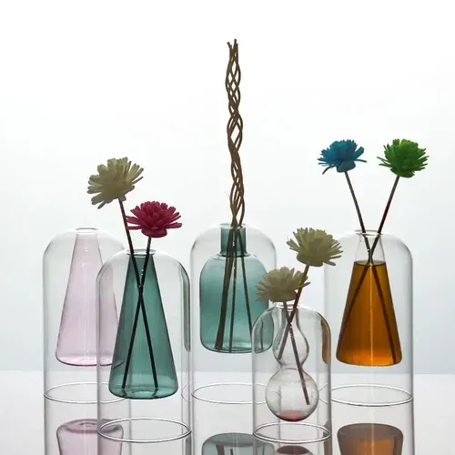 Modern Double Glass Vase for Home Decor, Wedding, and Hydroponic Plant