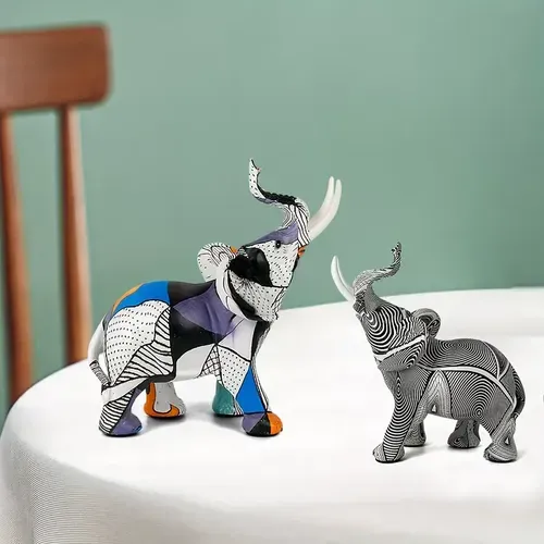 Modern Elephant Resin Ornaments - Decorative Sculptures for Living Room