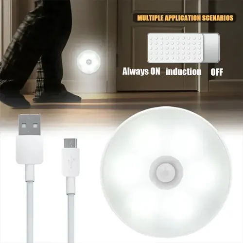 Motion-Activated Rechargeable USB Night Light for Kitchen Cabinets, Tables, Bedrooms, and Decor