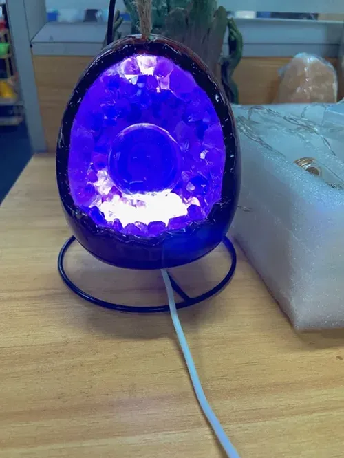 Natural Crystal Egg Shape Lamp with Amethyst & Citrine Clusters - USB Powered LED Night Light for Bedroom Home Decor photo review