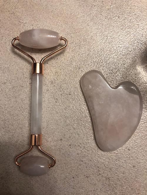 Natural Stone Jade  Scraper Rose Quartz Facial Tools Neck Massager photo review