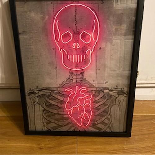 Neon Skeleton Vintage Diagram Art Print - Affiche médicale photo review