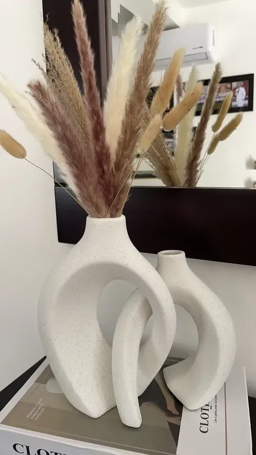 Nordic Ceramic Interlock Vase for Pampas Grass - Wedding, Bridal Shower, Boyfriend, Girlfriend Gift photo review