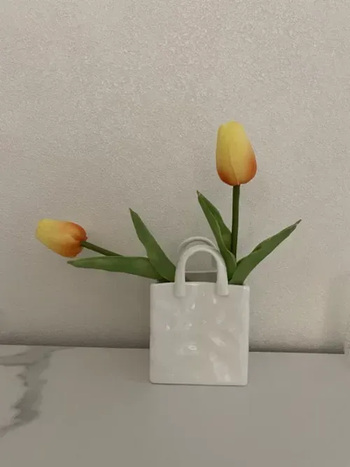 Nordic Portable White Ceramic Flower Vase for Home Decoration photo review