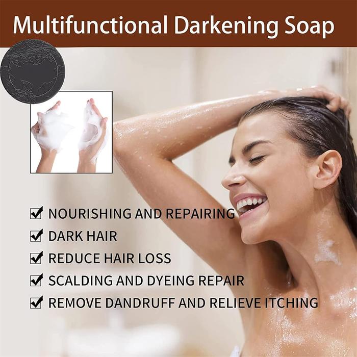 Hair Darkening Shampoo Bar, Black Soap for Gray Hair, Natural Organic Conditioner and Repair Essence