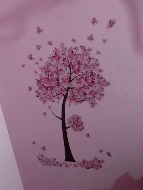 Pink Butterfly Flower Tree Wall Decals for Girls Women Living Room Bedroom Decor photo review