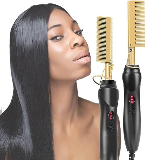 Portable Anti-Scald Straightening Brush with Heating Comb for Hair Curling