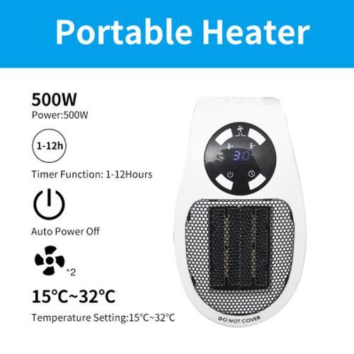 Portable Electric Fan Heater with Adjustable Thermostat