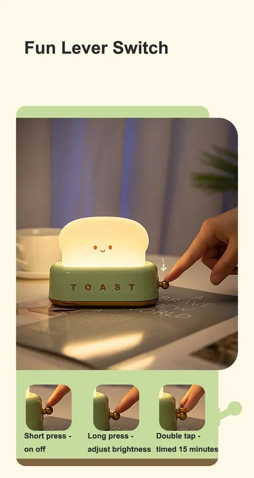 Rechargeable Cartoon Toaster LED Night Light for Kids