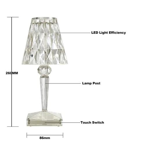 Rechargeable Diamond Table Lamp with Touch Control, Color Changing LED Light for Bedroom, Living Room, Office