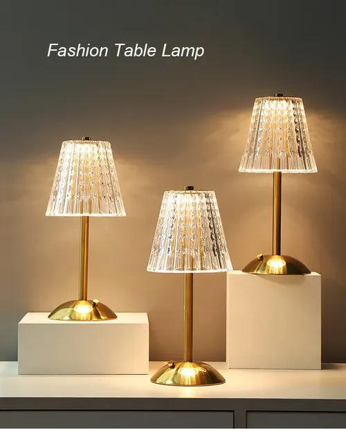 Rechargeable LED Crystal Table Lamp with 3 Colors Touch Dimming for Room, Restaurant, Cafe, Bar, Decorative Lights