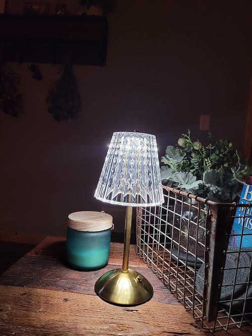 Rechargeable LED Crystal Table Lamp with 3 Colors Touch Dimming for Room, Restaurant, Cafe, Bar, Decorative Lights photo review