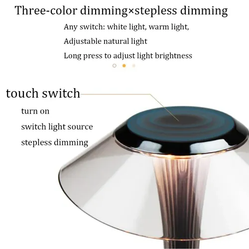 Rechargeable Touch LED Mushroom Table Lamp with Eye Protection for Bedroom, Living Room, Bar, Hotel