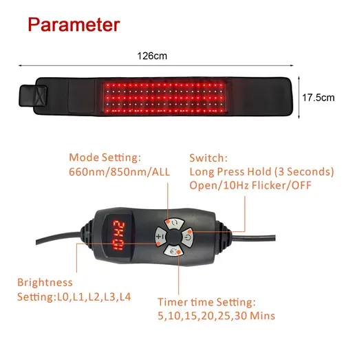 Red Light Therapy Belt for Fat Burning, Pain Relief, and Muscle Recovery