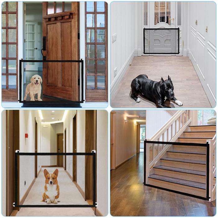 Mesh Gates for Kids or Pets, Magic Pet Gate for The House Stairs Providing a Safe Enclosure for Pets to Play and Rest