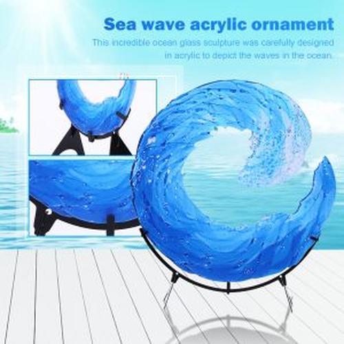 Sea wave fusion glass sculpture, wave art craft ornaments