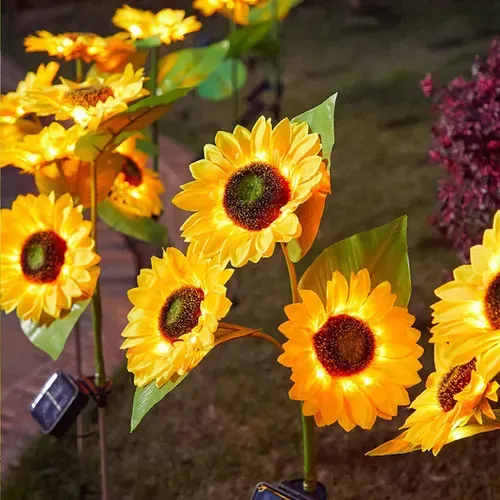 Solar Powered Sunflower Lights - Outdoor Garden Decor