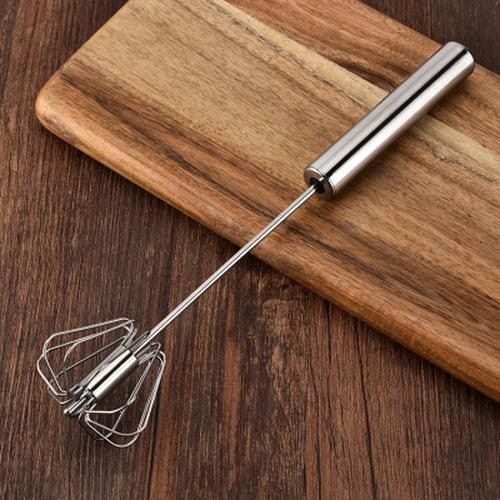 Stainless Steel Self-Rotating Egg Beater, Manual Hand Mixer, Kitchen Egg Tools