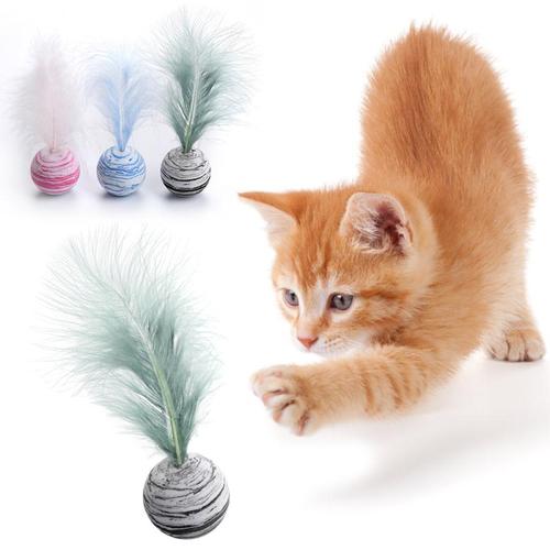 Star Ball Feather Toy for Cats - Funny Throwing Foam Ball with Texture