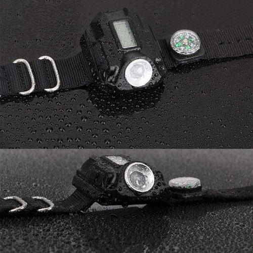 Tactical Survival Watch Flashlight with Compass