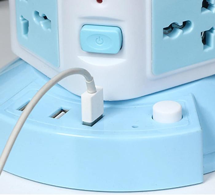 Tower Surge Protector Power Strip, Universal Outlets, 3 USB ports, Heavy Extension Cord, Overload Protection