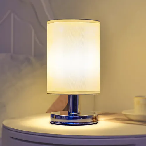 USB Rechargeable Bedside Lamp with Linen Fabric Shade for Bedroom, Living Room, Office, Study