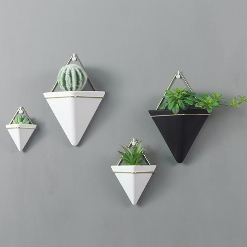 Wall Hanging Triangle Ceramic Vase for Home Decoration