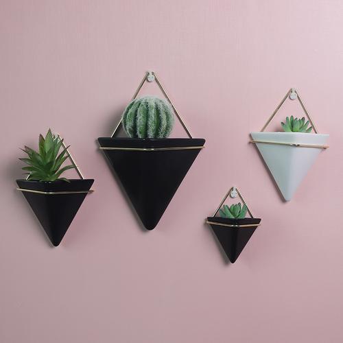 Wall Hanging Triangle Ceramic Vase for Home Decoration