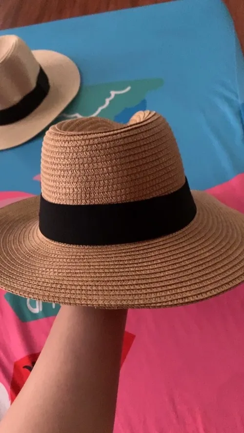 Women Wide Brim Straw Panama Roll Up Hat photo review