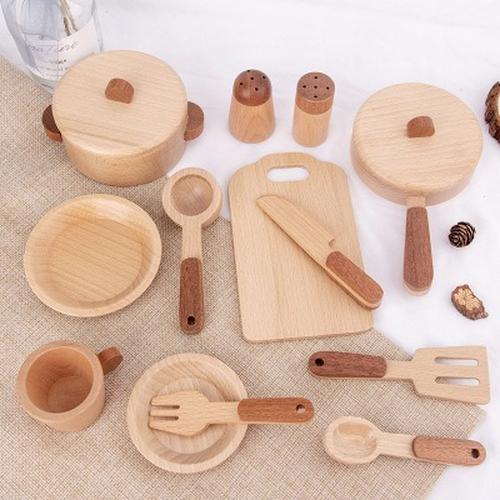 Wooden Kids Kitchen Toy Pretend Play House Educational Toys