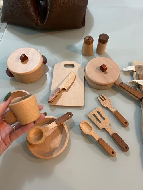 Jouet de cuisine en bois pour enfants, maison de jeu, jouets éducatifs photo review